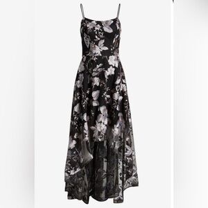 Black High/Low Formal Dress
pink/ blue embroidery